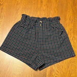 American Eagle size 2 Blue green Plaid High-Waisted Shorts